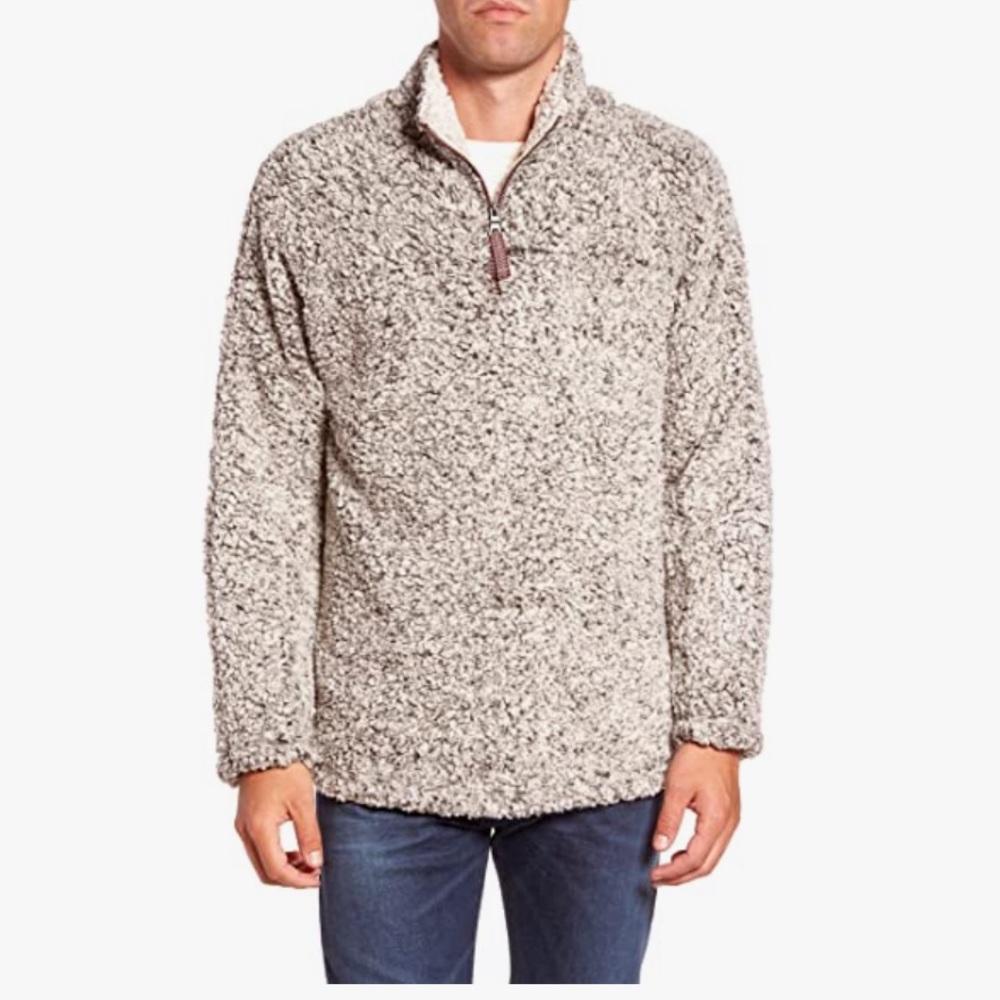 1/4 Zip Sherpa Pullover Frosty Pile Tipped Sweater